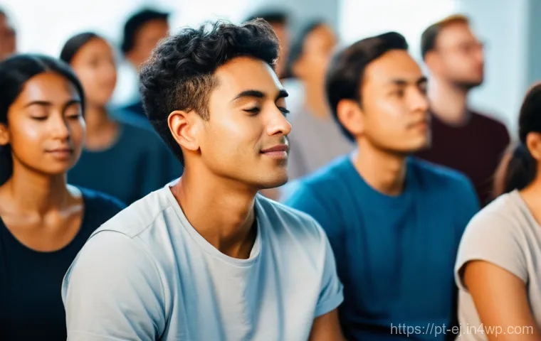 마인드풀니스 그룹 세션 진행하기 - **Prompt:** An experienced, calm-looking facilitator, dressed in relaxed attire, sits slightly eleva... 마인드풀니스 그룹 세션 진행하기 - **Prompt:** An experienced, calm-looking facilitator, dressed in relaxed attire, sits slightly eleva...