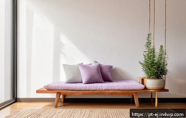 마인드풀니스 연습을 위한 필수 도구 - A cozy and serene mindfulness corner in a modern Brazilian apartment, featuring a soft cushion on a ...