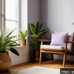 Home 18 마인드풀니스와 혼자 있는 시간을 보내는 방법 - A serene indoor corner designed for solitude and relaxation, featuring a comfortable armchair draped...